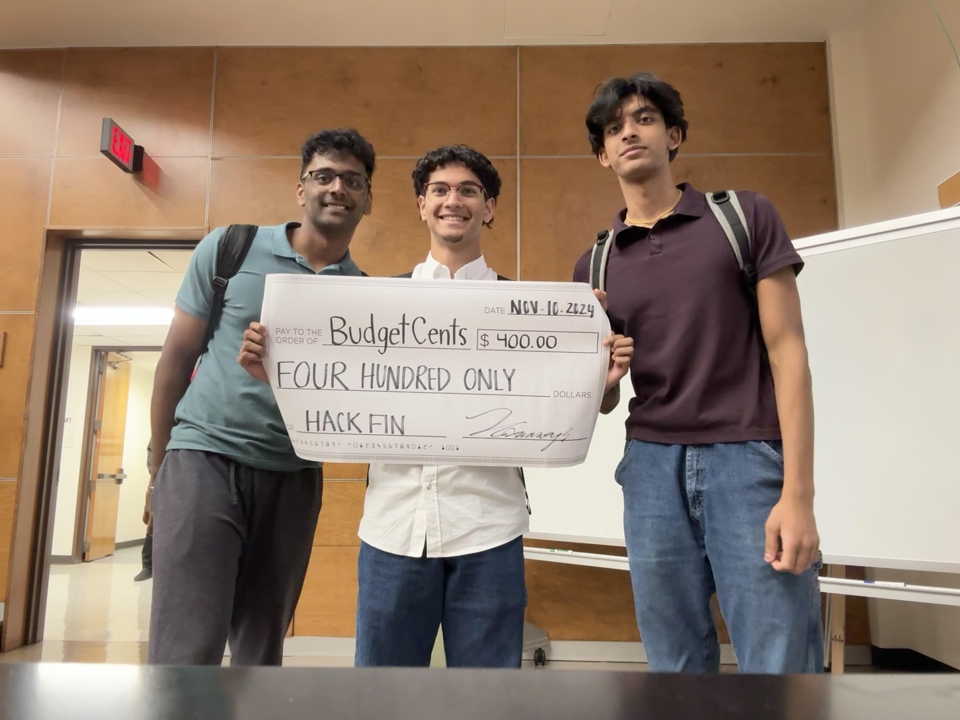 Our team winning HackFin 24