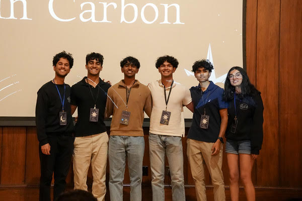 Our team winning HackTX 25